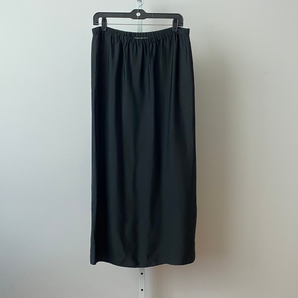 Luis Reyna & Michael Martin M Black 100% Silk Midi Skirt Elastic Waist New York